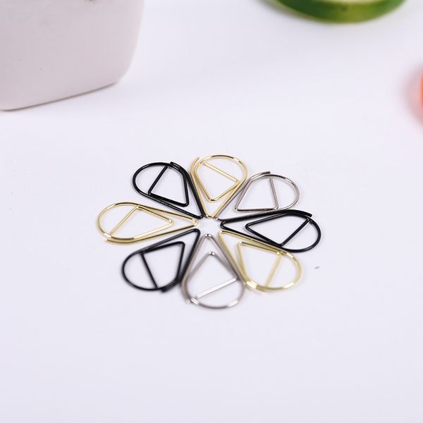 

20pcs/lot 1.5*2.5cm brief style waterdrop shaped metal paper clip bookmark stationery school office supply escolar papelaria