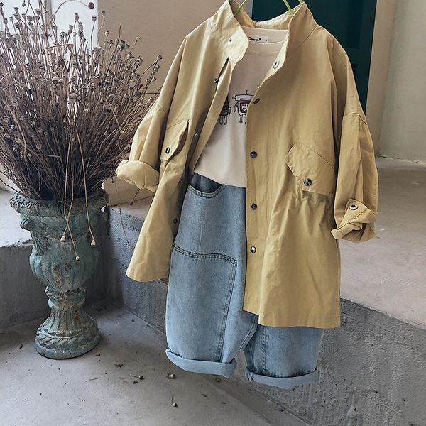 

new arrival autumn/winter boys windbreaker mid-length children girls clothes korean fashion lapel long-sleeved jacket, Blue;gray