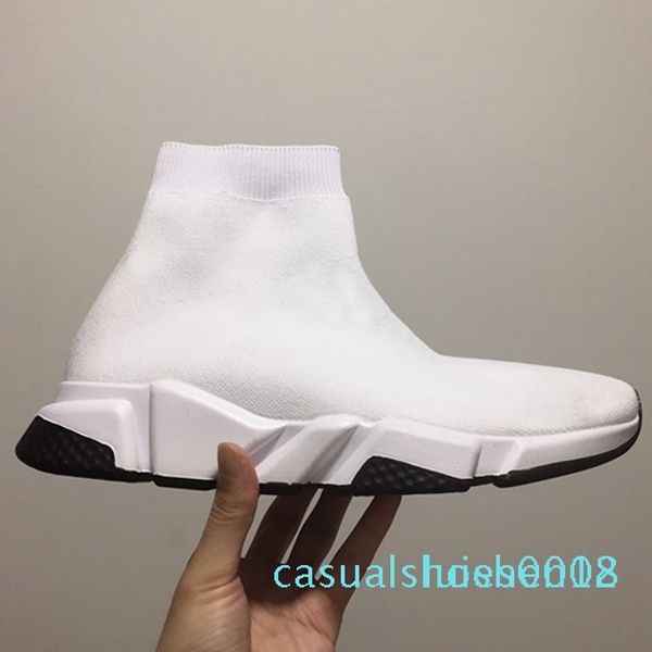 

2019 paris speed trainers knit sock shoe original luxury designer mens womens sneakers high casual shoes without box c18, Black