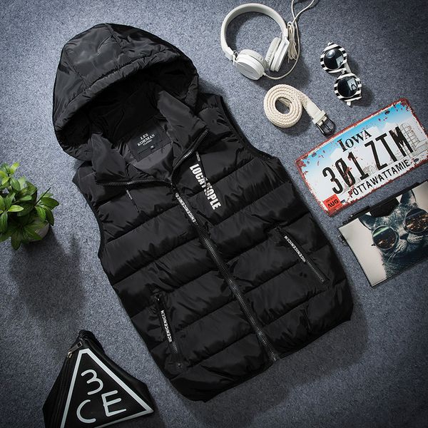 

men's down & parkas les koman coat winter jacket men letter printing hooded parka streetwear warm windbreaker outwear casul m-5xl, Black