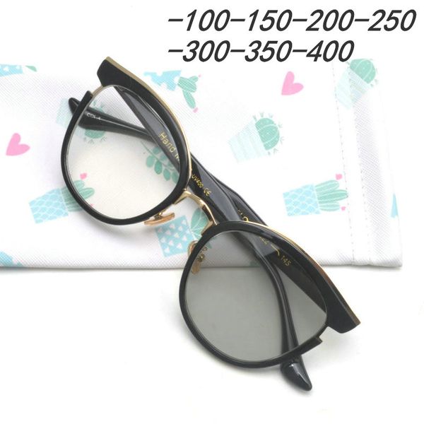 

2020 anti-uv finished optical eye glasses frames with myopia lens for women men sun pchromism eyeglasses degree oculo fml, Black