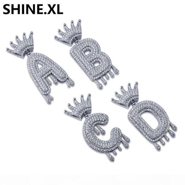 

a-z drip bubble letters necklaces & pendant custom name charm for men women gold silver cubic zircon hip hop jewelry