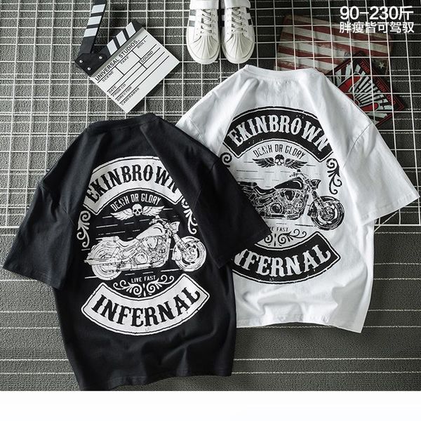 

men's short-sleeved t-shirt locomotive plus fertilizer xl fat tide men loose short-sleeve dress summer 2020 new europe, White;black