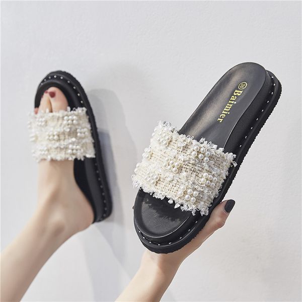 

flat shoes female low womens slippers outdoor big size luxury slides summer woman pantofle soft designer beach 2020, Black