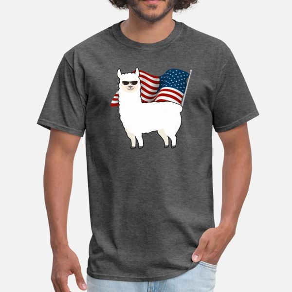 

womens llama american flag 4th of july t shirt men printing tee shirt o neck fit sunlight basic spring autumn novelty shirt