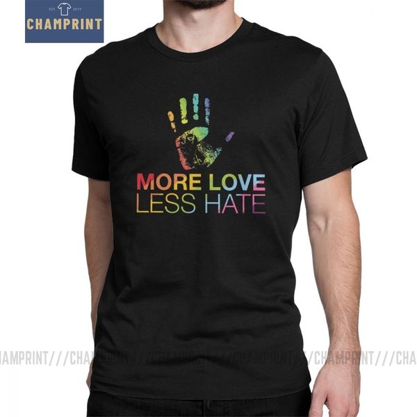 

more love less hate men t shirts gay pride lgbt humor 100% cotton short sleeve tee shirt crewneck t-shirt printing