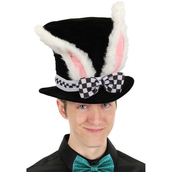 

cosplay hat cute easter day rabbit hat alice wonderland bunny bowler men women halloween costume funny er carnival ears, Silver