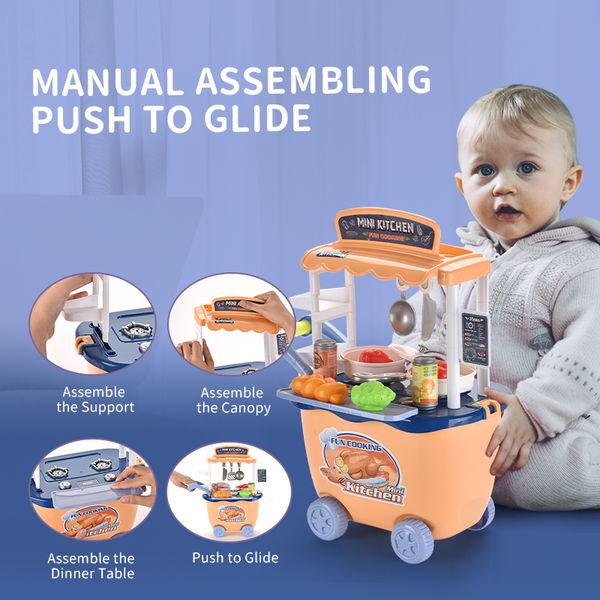

popular children's play house toys simulation kitchen trolley set to assemble various accessories boys and girls play house children&#0