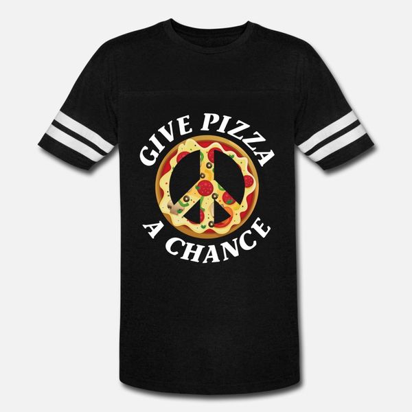 

give pizza a chance t shirt men knitted cotton s-3xl clothes crazy funny spring autumn letter shirt