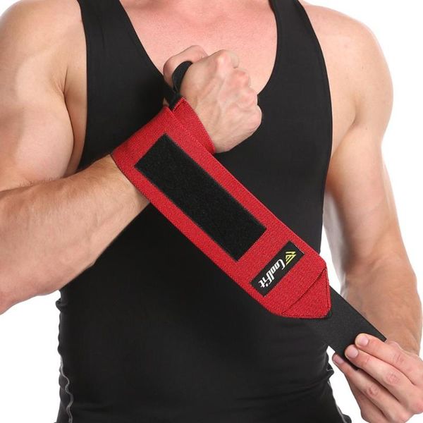 

men women professional wrist wraps with thumb loops weight lifting wrist support braces for powerlifting strength training wraps, Black;red