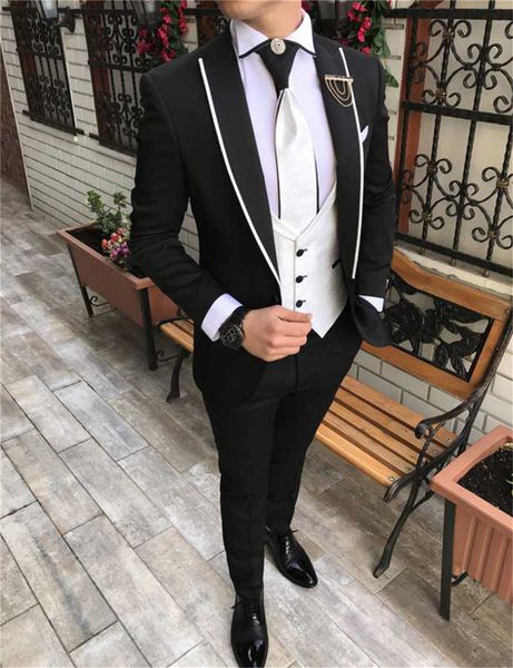 

groomsmen peak lapel groom tuxedos black men suits wedding/prom man blazer (jacket+pants+vest+tie) m1535, Black;gray