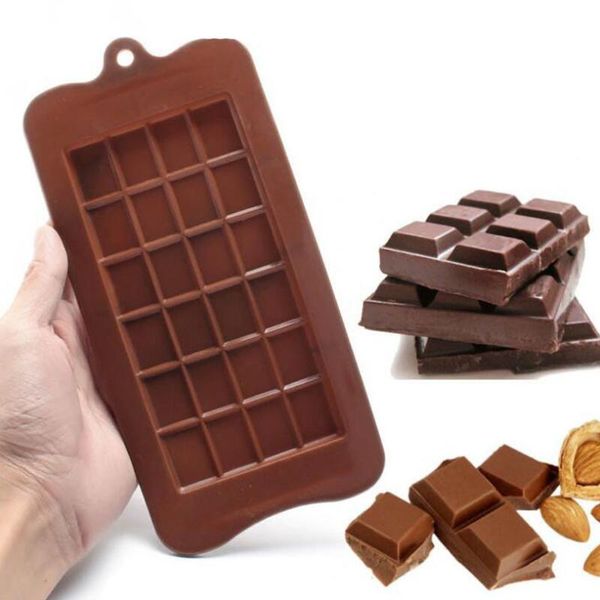 24 Grid Square Chocolate Mold stampo in silicone dessert blocco stampo Bar Block Ice Silicone Cake Candy Sugar Bake Mold LX2747