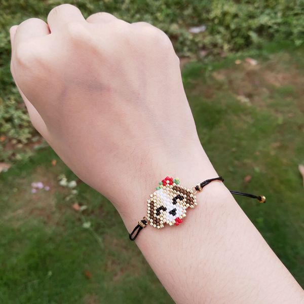 

fairywoo sweet bracelet cute dog bracelet for girls jewelry handmade pendant charm bracelets flower beaded friendship bracelets, Golden;silver