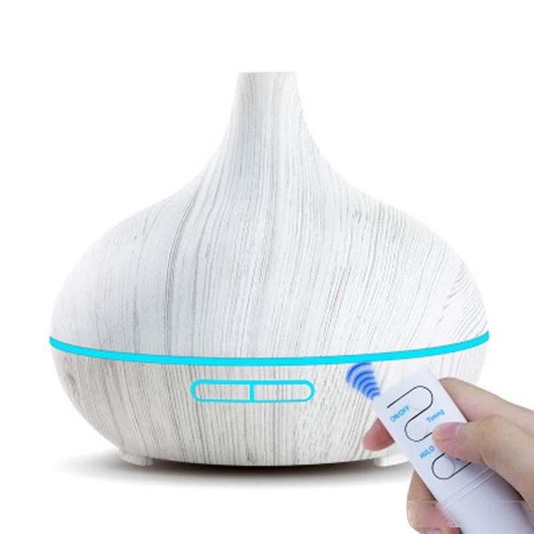 

500ml aroma essential oil diffuser ultrasonic air humidifier purifier with wood grain 7colors led lights mist maker with remote for home