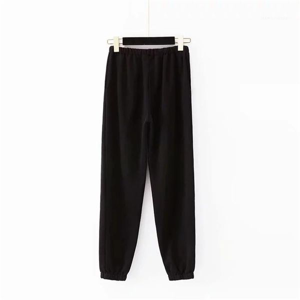 

sport sweatpants elestic waist loose high street jogger pants woman fashion casual trousers womens solid color, Black;white