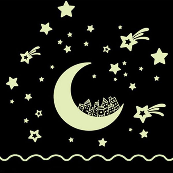 

star moon fluorescent wall sticker, bedroom home decoration