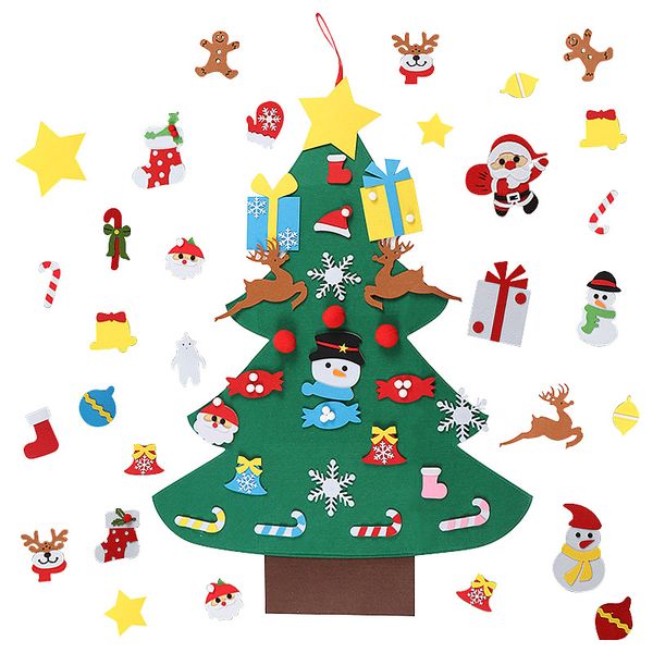 

diy felt christmas tree with ornaments kids gifts xmas tree door wall hanging decorations for home decor happy new year 2021