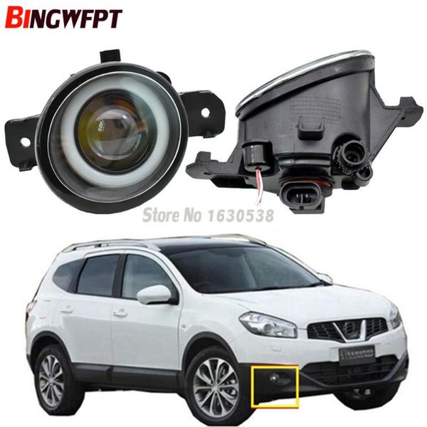 

2pcs car styling angel eye+ led fog lights lamps for qashqai j10 jj10 2007-2013 left right front bumper fog lamps light