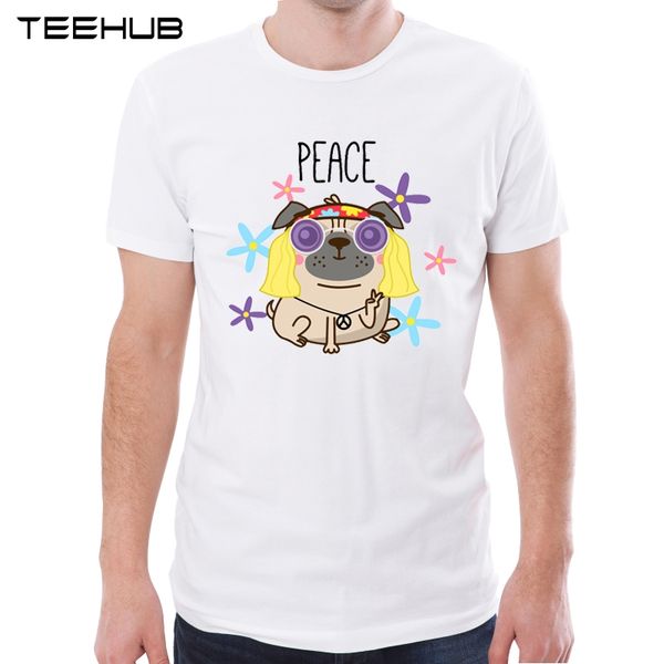 

teehub new arrival 2019 men fashion funny peach pug printed t-shirt short sleeve casual o-neck tee hipster cool
