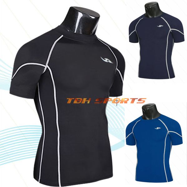 

elastic slim fit bodybuilding quick-drying sports t shirt men(sku12050251), Black;blue