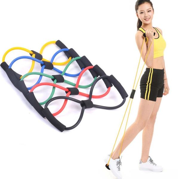 

8 word yoga chest expander rope rubber elastic band fitness exercise equipment exerciser equipments gym training