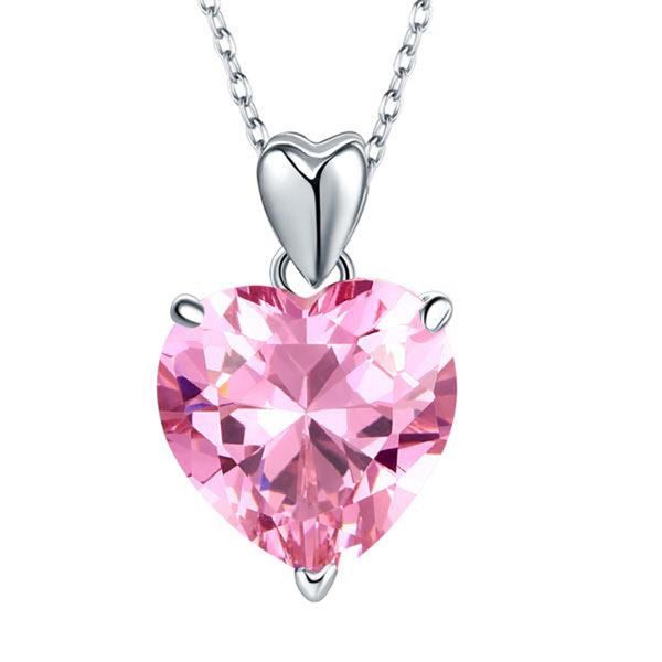 

exquisite women pendant necklaces 925 sterling silver bridesmaid heart pendant necklace 5 ct pink bridal jewelry