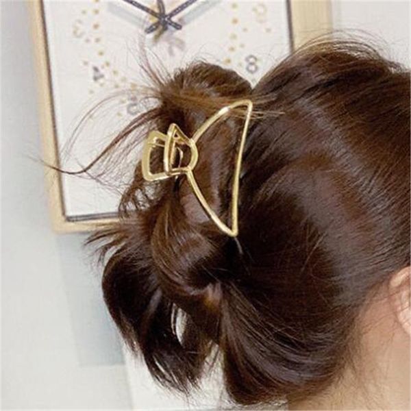 

women girls geometric hair claw clamps metal hair crab moon shape claw clip solid color hairpin large size accessories
