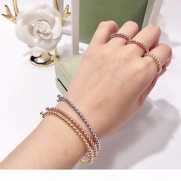 

2019 fashion classic brand bangle rose gold silver fine polishing beads bracelet for women wedding party jewelry, Black