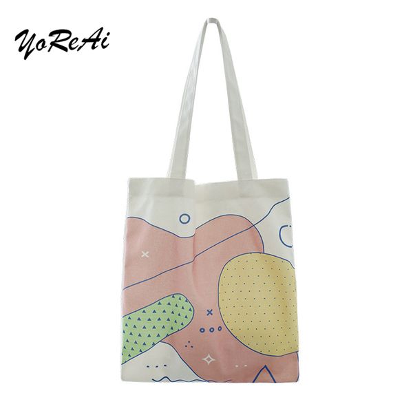 

yoreai original fashion print canvas bags ladies casual simple shoulder bag cute girl's portable shopping tote student handbag