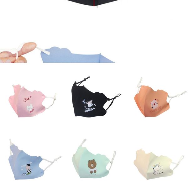 

ice masks face 20pcs animal protective silk cute children panda pm2.5 dustproof foldable mask cartoon breathable elastic ear loop mask1
