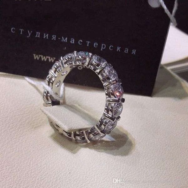 

elegant wedding promise ring 6mm diamond 925 sterling silver engagement band rings for women jewelry gift, Slivery;golden