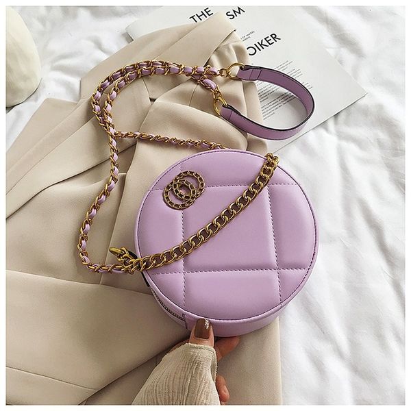 

new diamond lattice shoulder bags luxury soild color handbags women bags designer female chain messenger bag round small bag