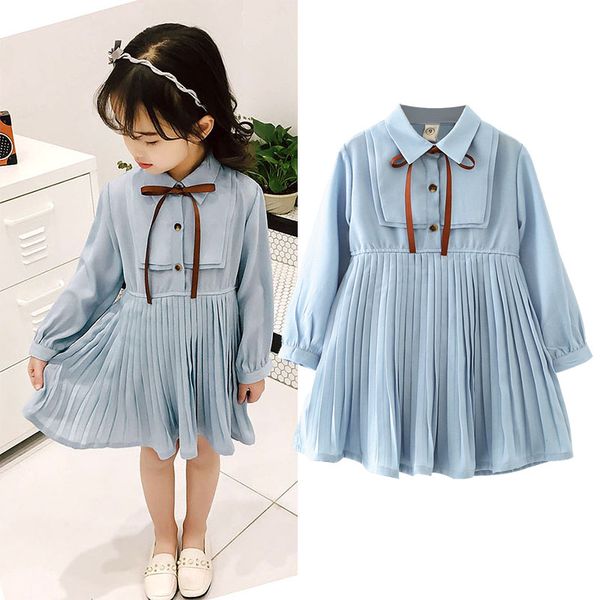 

spring autumn quality girls dress baby chiffon dress kids vintage children designer clothes ruched lacing 2 to 9 yrs, Red;yellow