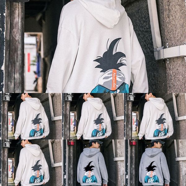 

мужская мультфильм мультфильм напечатаны свитер пуловер pullovertop pullovermen весной и осенью 2019 новый балахон пуловеры пара рыхлый верх, Black