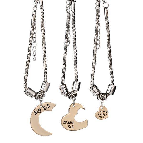

3 шт / комплект из лучших друзей sister moon браслеты любовь big sis sis малый sis браслет женский bff дружба ювелирные изделия y200918, Black