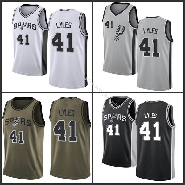 

san antonio spurs men #41 trey lyles white nba red men jersey, Black