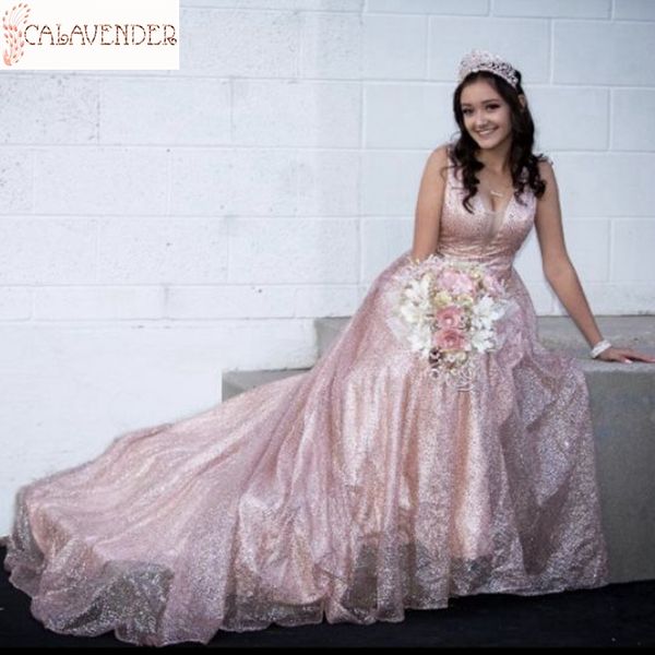 

charming illusion v-neck long prom dresses 2020 sequined rose gold celebrity dresses sleeveless vestido de noche with sweep train, Black