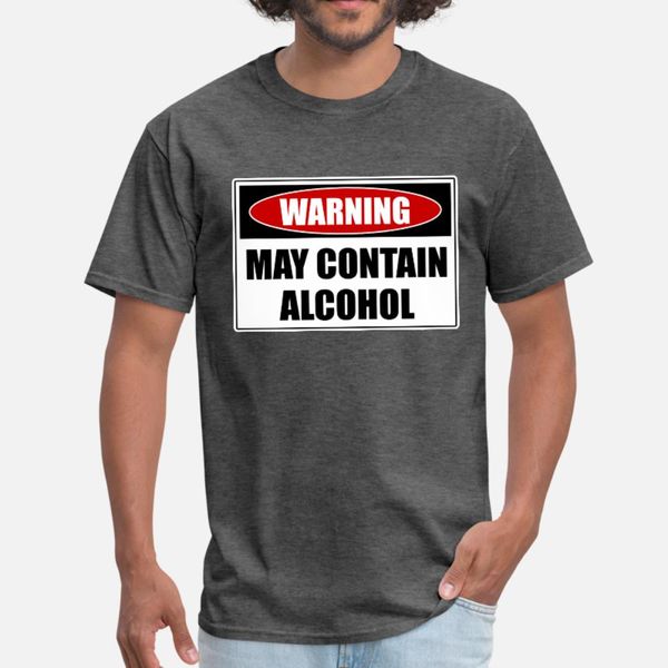 

may contain alcohol t shirt men printed short sleeve crew neck letter loose humor spring vintage shirt