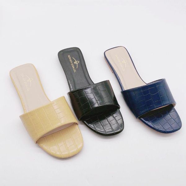 

fashion women slide super minimalism lady flat with trendy flat shoes for woman female footwear pu leather beach sandals new, Black