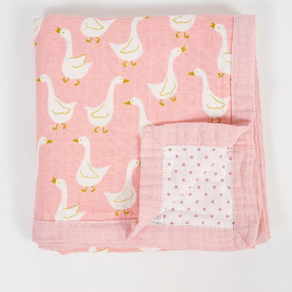 

2 layers baby blanket (4 layer gauze) thick autumn winter soft cute baby blanket organic cotton swaddle blanket 120*120cm 200925