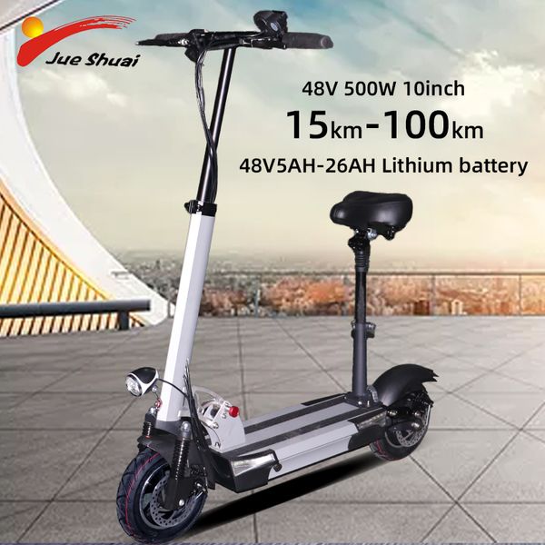 

48V500W 10inch Electric Scooter 100KM Distance 26AH Lithium Battery Powerful Foldable Adult Electric Kick Skateboard e scooter