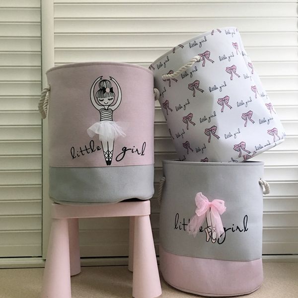 

foldable laundry basket for dirty clothes pink ballet girl toys baskets bag organizer kids home storage washing organization