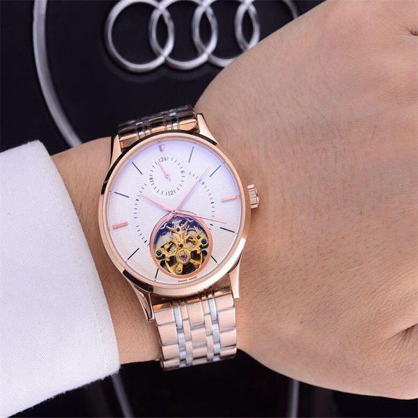 

новые мужские часы роскоши моды часы 41мм циферблат импортные полностью автоматические механические движения из нержавеющей стали ремешок че, Slivery;brown