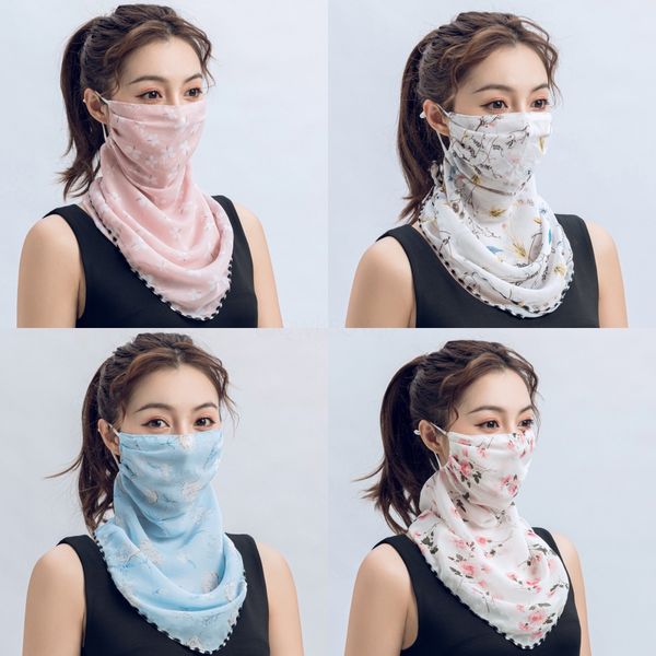 

fashion ladies mask0 women print windproof anti-uv scarves outdoor sports cycling face mask protective#125, Black