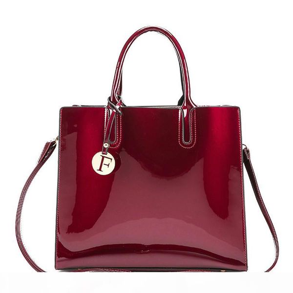 

red leather tote bag handbags women famous brands lady's lacquered bag red handbag for women shoulder bag sac