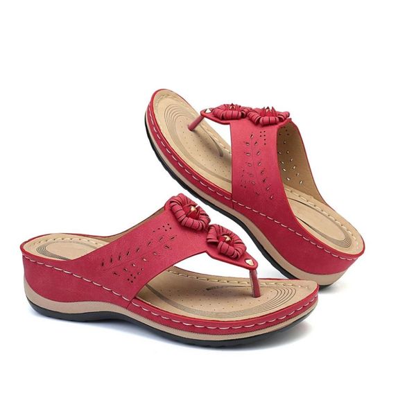 

2020 summer women slippers wedges flip flop woman slides ladies retro flowers shoes women's non-slip comfort female outside, Black