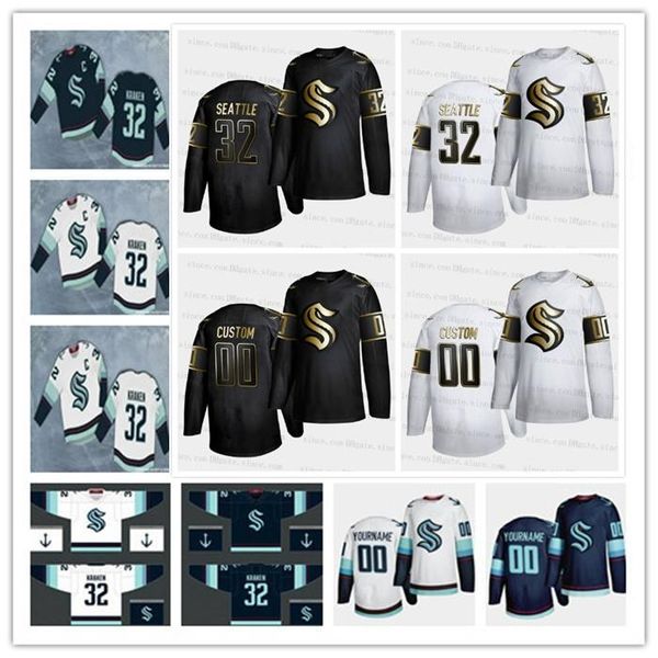 

seattle kraken 2021 season hockey jersey 32th new team custom any number name home road jersey men women youth golden edition jerseys, Black;red