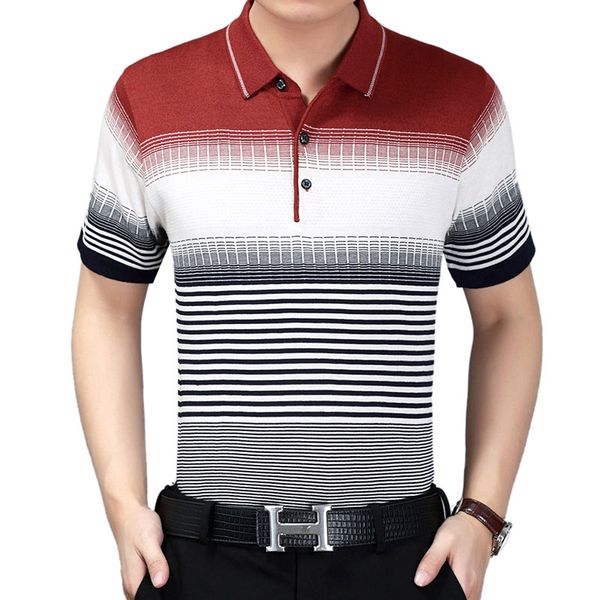 

men's polos 2021 striped shirts men clothes short sleeve casual regular fit cotton para hombre 131318, White;black