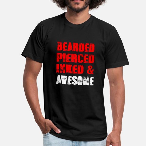 

bearded pierced inked and awesome t shirt men customized short sleeve crew neck vintage anti-wrinkle comfortable summer cool shirt