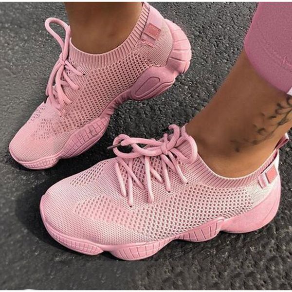 

women's sneakers mesh breathable autumn flat shoes 2020 female lace up casual vulcanized shoes ladies footwear plus size 43 hot, Black